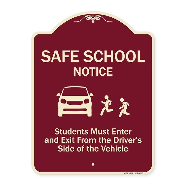 Designer Series-Safe School Students Must Enter And Exit From Driver Si, 18" L, 24" H, BU-1824-9755